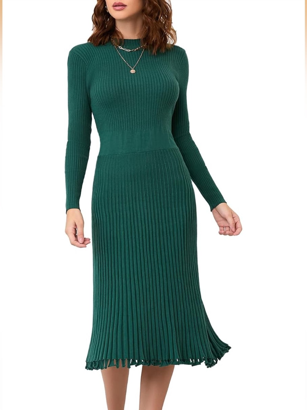 Green Wool Midi Dress